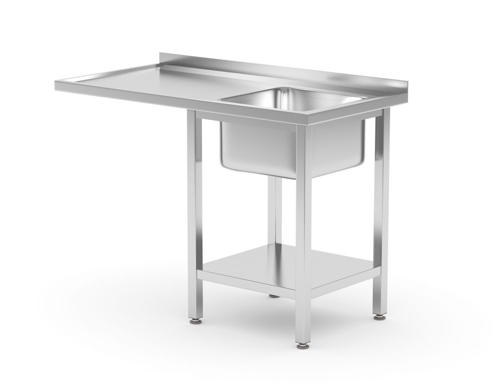 Spoeltafel met plank en ruimte voor onderbouwvaatwasser | HENDI | rechts | 1200x700x(H)850mm