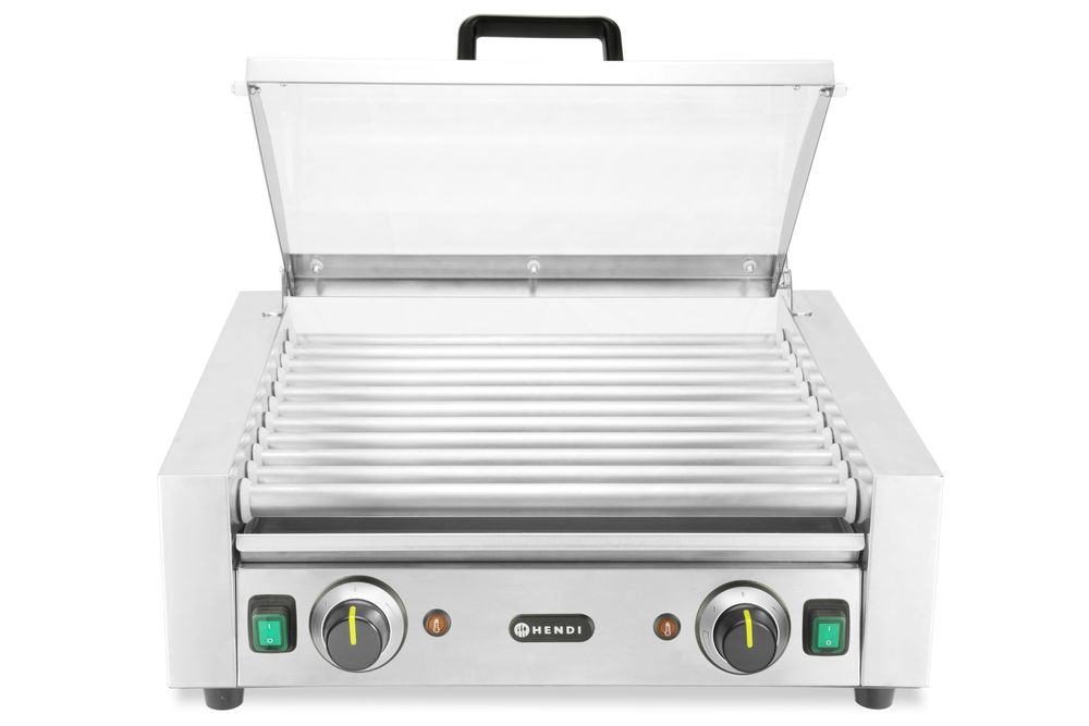Worstrolgrill | 2 zones met energiebesparend deksel | HENDI | 220-240V/980W | 566x527x(H)259mm