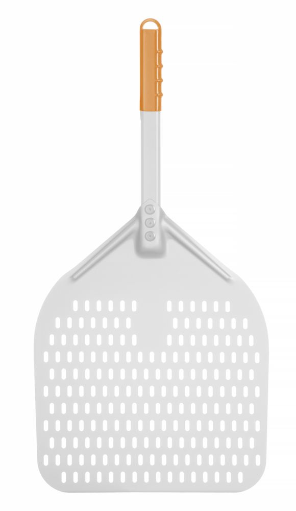 Pizzaschep vierkant geperforeerd met korte handgreep | HENDI | 350x710mm