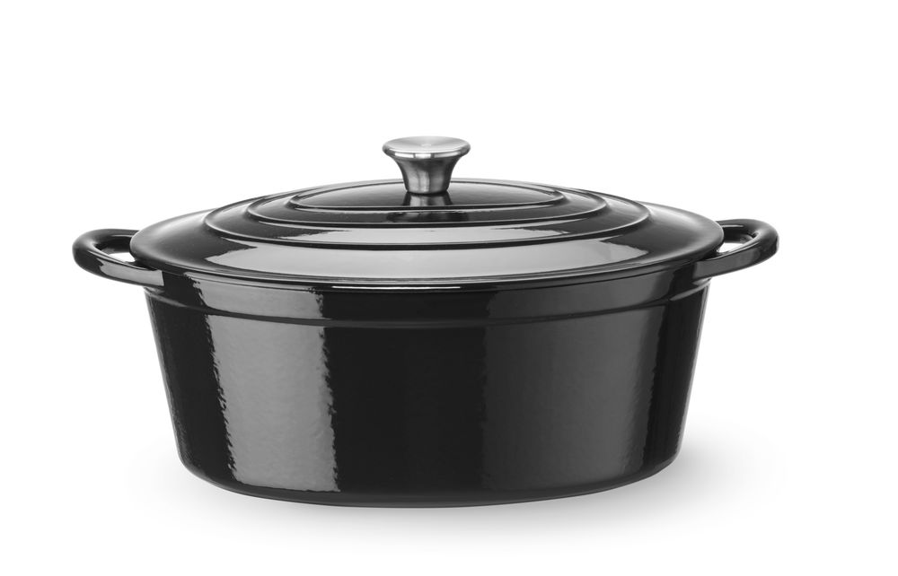 Braadpan geëmailleerd gietijzer | HENDI | 6,88L | Zwart | 405x255x(H)134mm