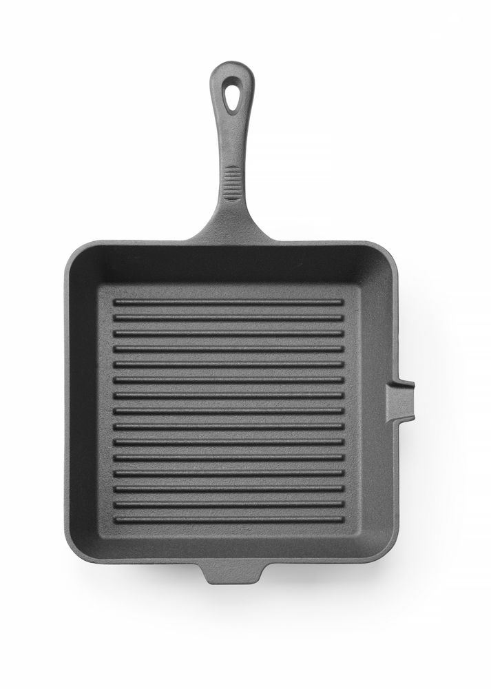 Gietijzeren Grillpan | HENDI | Zwart | 250x250x(H)50mm | Vierkant