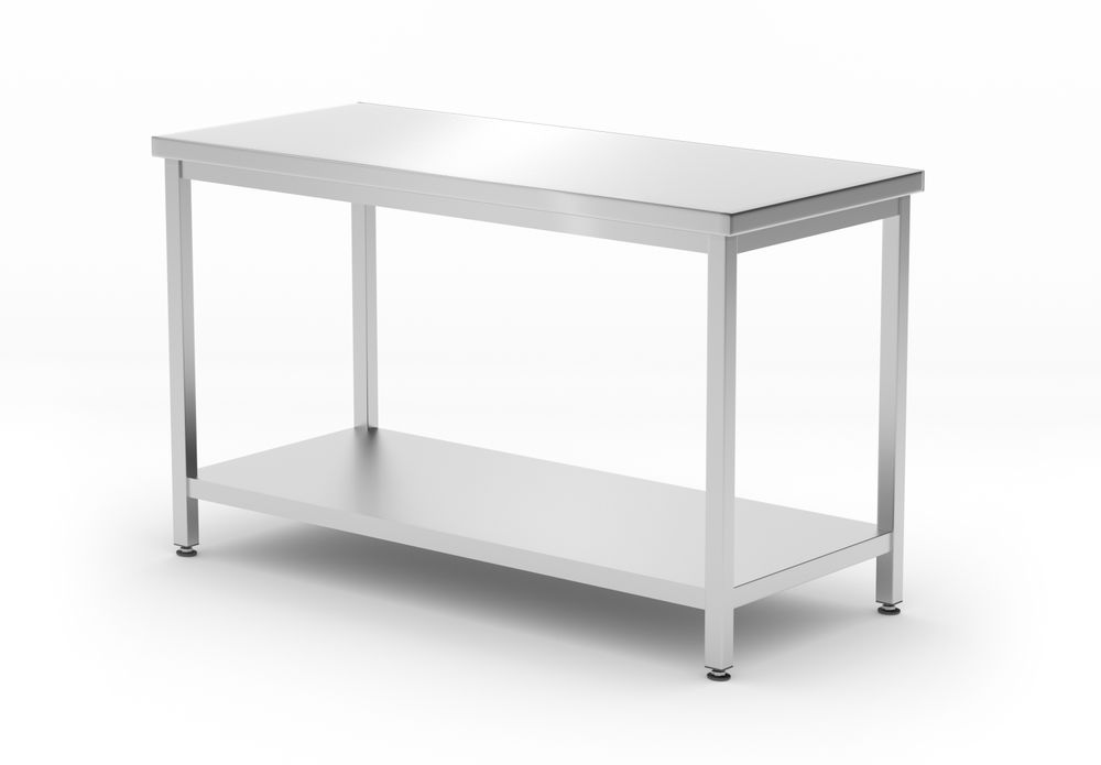 Centrale tafel met plank - Geschroefd | Diepte 600 mm | HENDI | Kitchen Line | 1200x600x(H)850mm