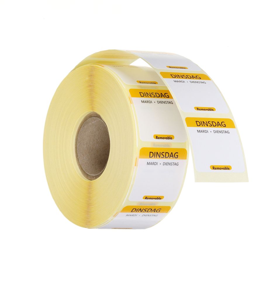 Hendi HACCP Dagstickers Herbruikbaar Dinsdag | Geel | 1000 stuks | 25×25 mm