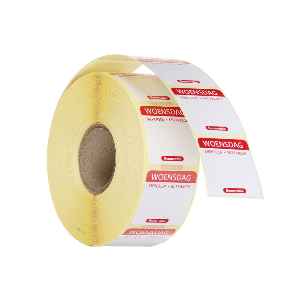 Hendi HACCP Dagstickers Herbruikbaar Woensdag | Rood | 1000 stuks | 25×25 mm