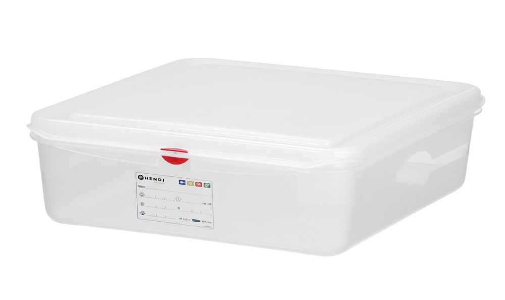 GN 1/1 container | polypropyleen | HENDI | GN 1/1 | 8L | Transparant | 530x325x(H)65mm