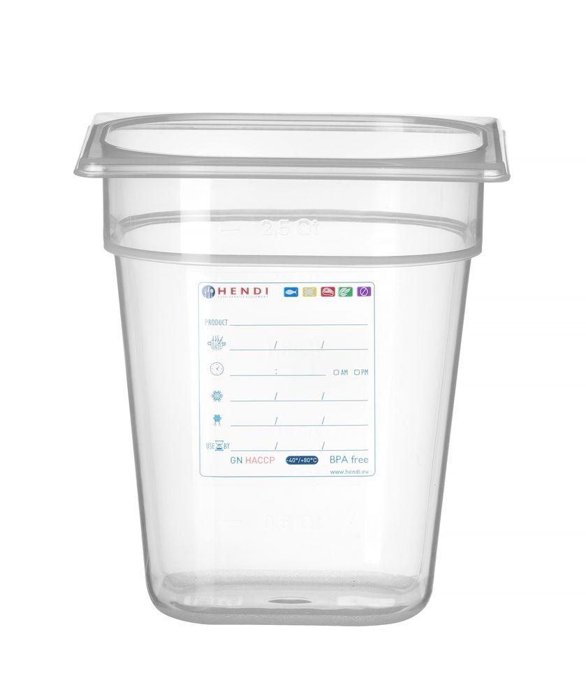 Hendi Voorraaddoos 1/6 GN | 200 mm | 17,6x16,2 cm | 3,4 liter