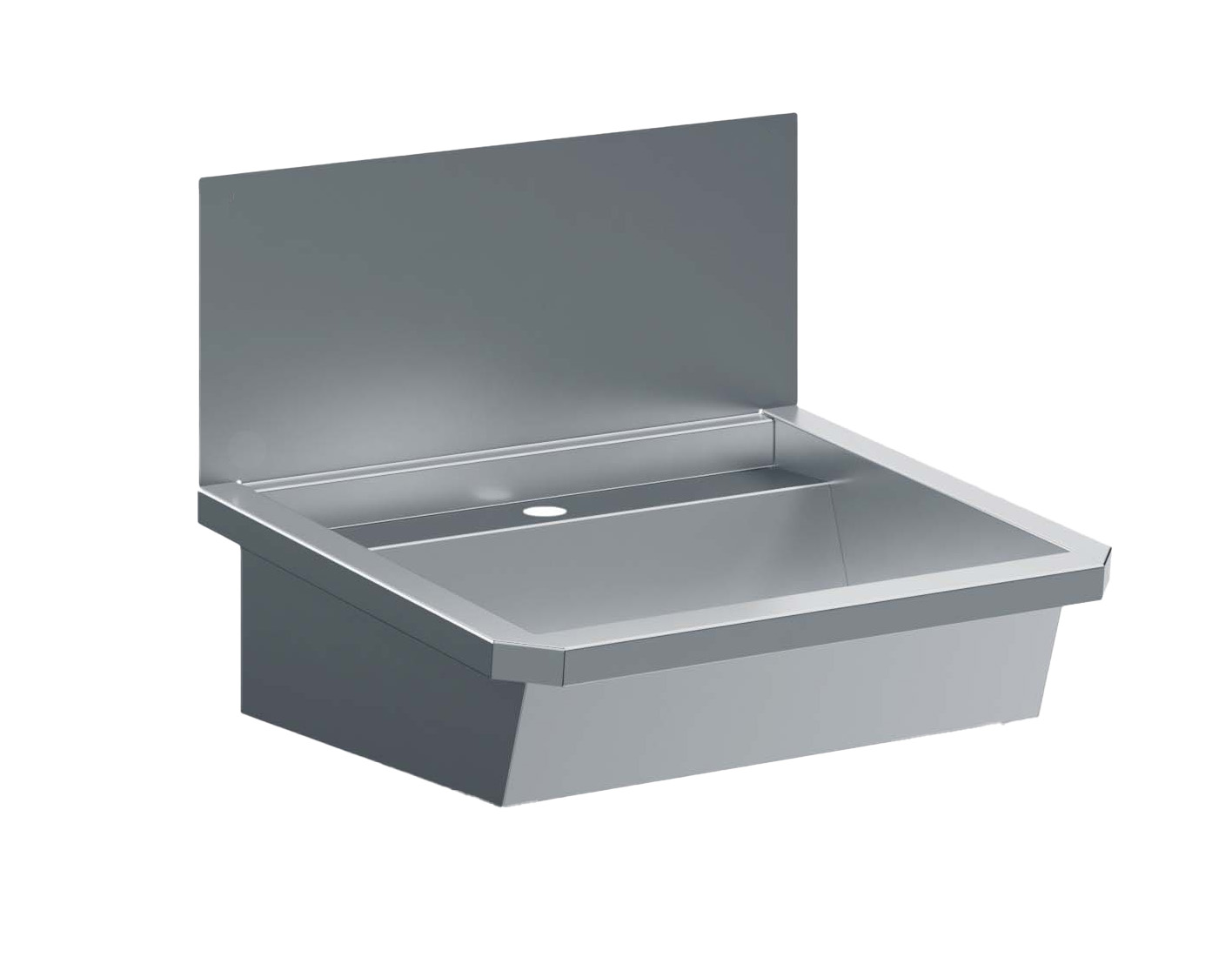 Rvs Wasbak 1 Kraan 600mm Inclusief Afvoerplug En Spatscherm, Exclusief Kraan