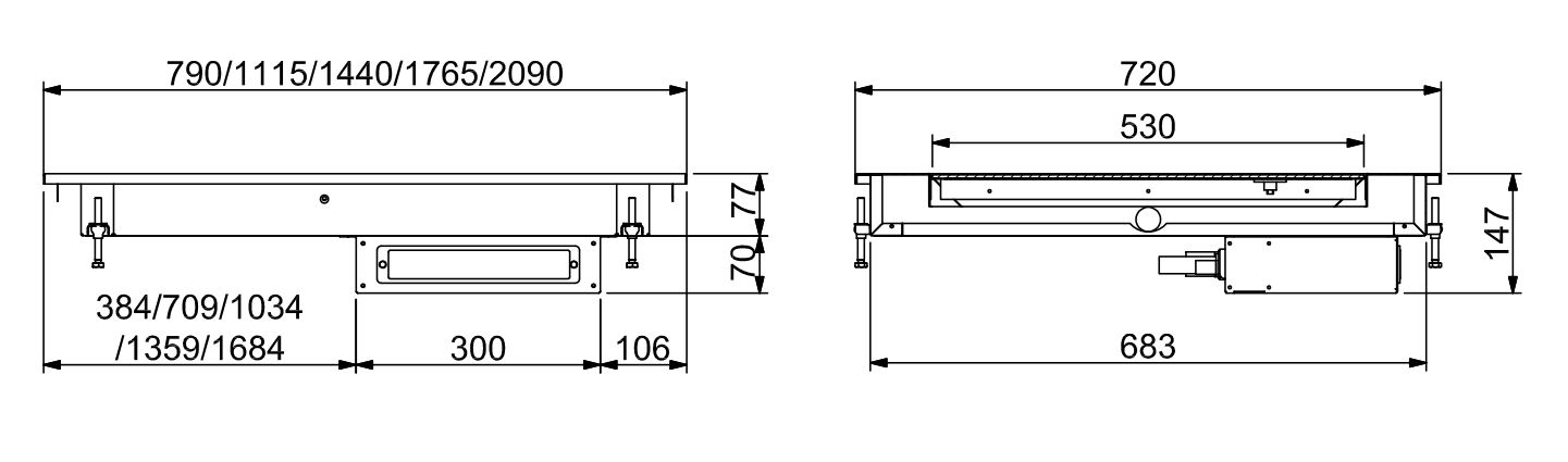 Drop-in Verwarmde Keramische Plaat 2/1 - Wit