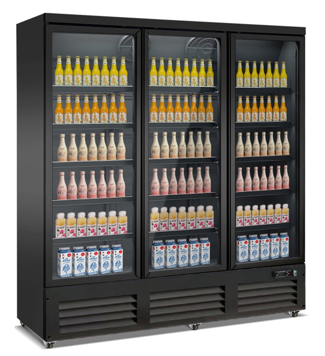 Vrieskast 3 Glasdeuren Zwart Ceb-1600f Bl