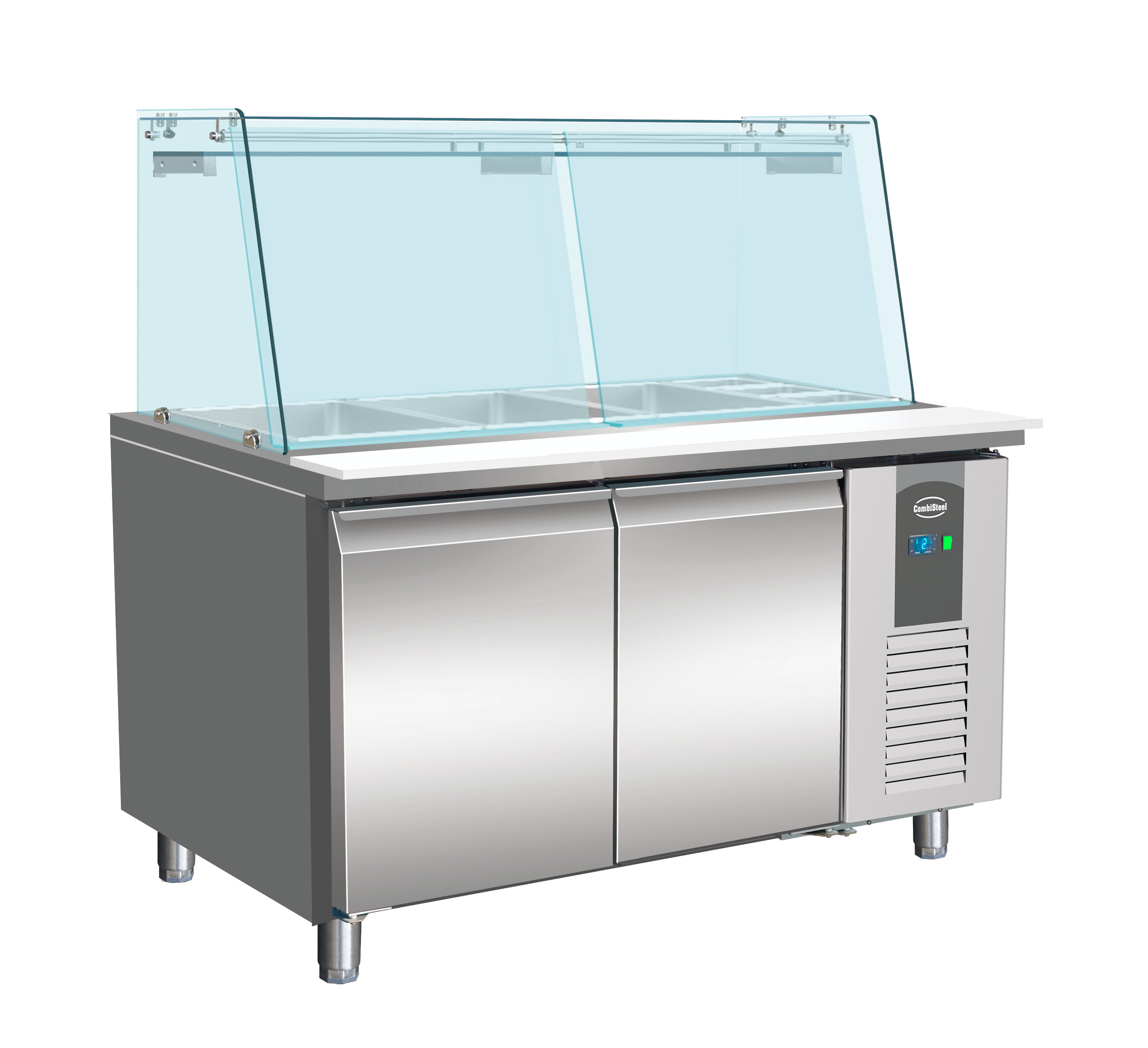 700 Koelwerkbank Glas Recht 2 Deuren 3x 1/1 + 3x 1/6 Gn Pan