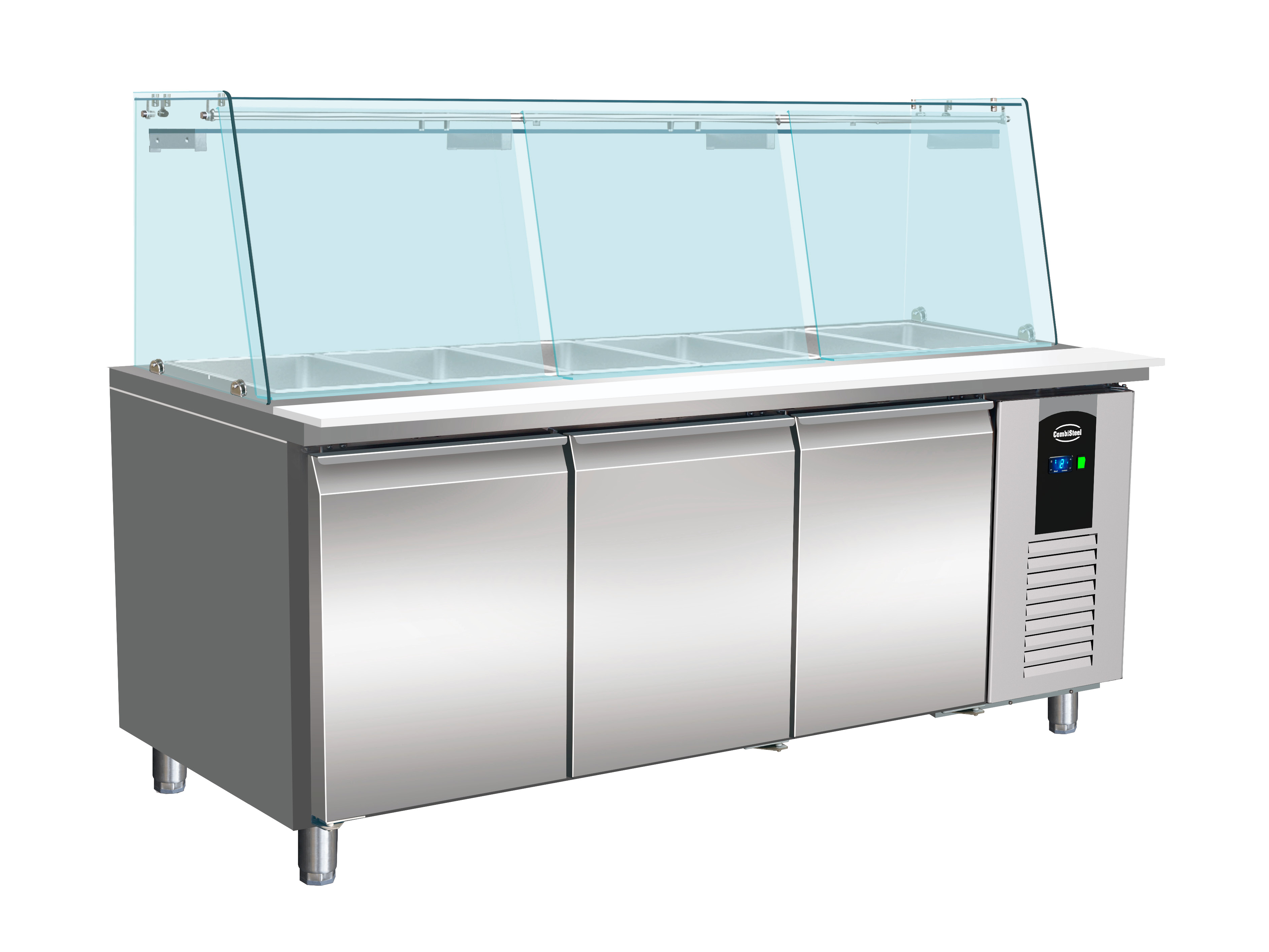 Koelwerkbank Glas Recht 3 Deuren 5x 1/1 Gn Pan