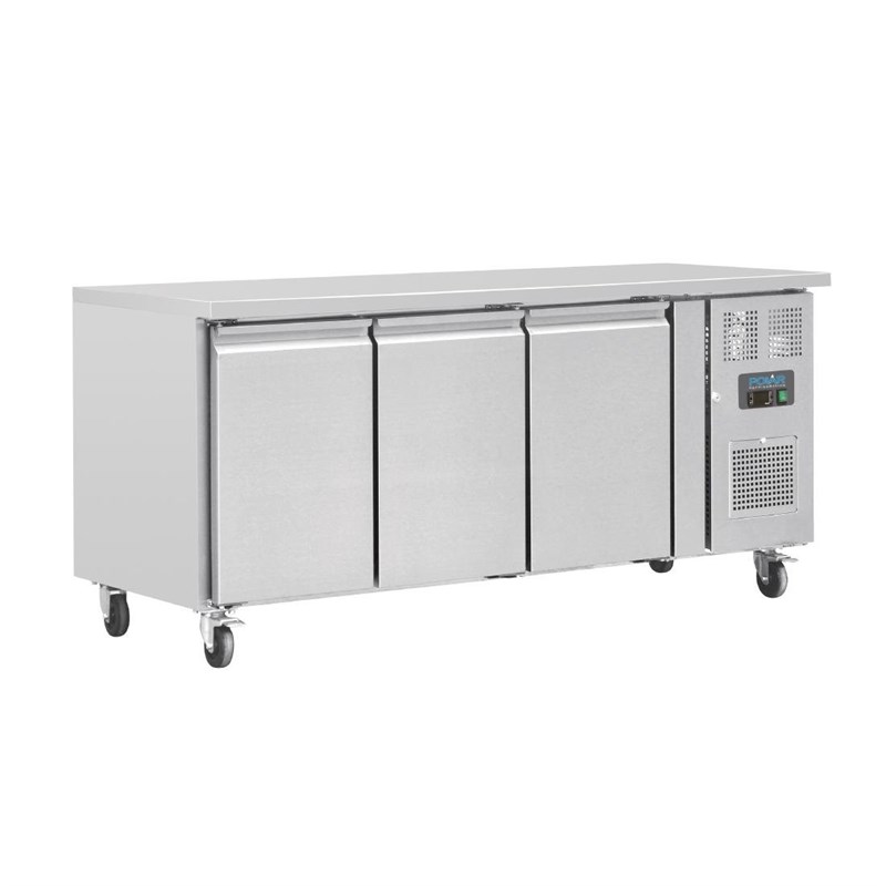 Polar U-Series Driedubbele Deur Aanrecht Koelkast 417Ltr | UA048 | Energielabel A | 70x179,5x85(H)cm
