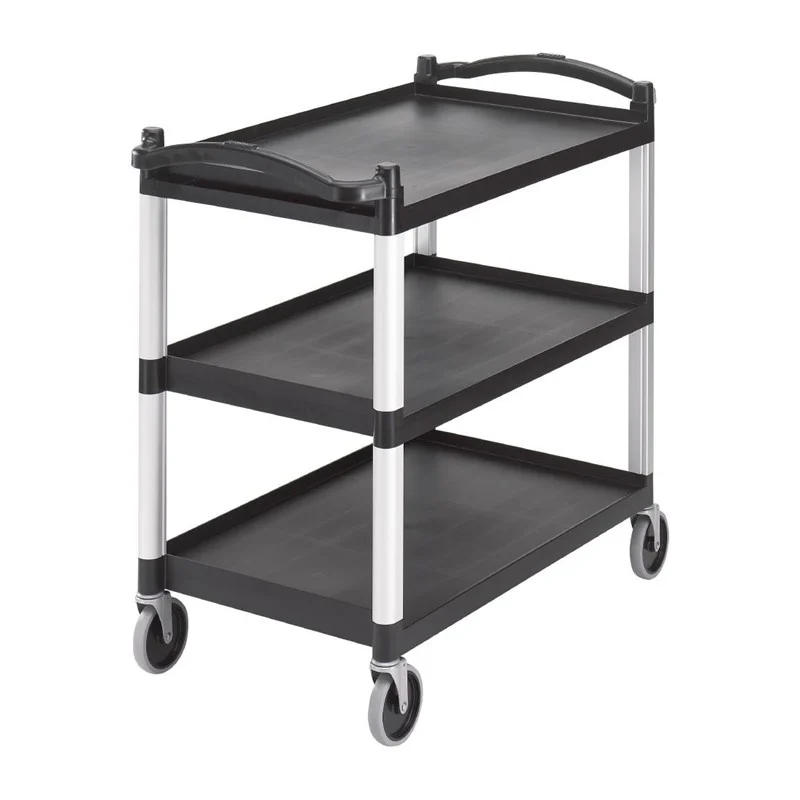 Serveerwagen met 3 bladen | Zwart | Kunststof | Tot 180kg