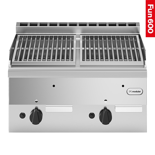 Modular Lavasteen grill RVS 2 zones