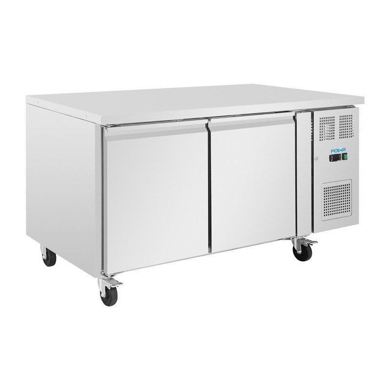 Polar U-serie 2-deurs counter met euronorm opslag 427Ltr | Energielabel A | 151x80x86(H)cm